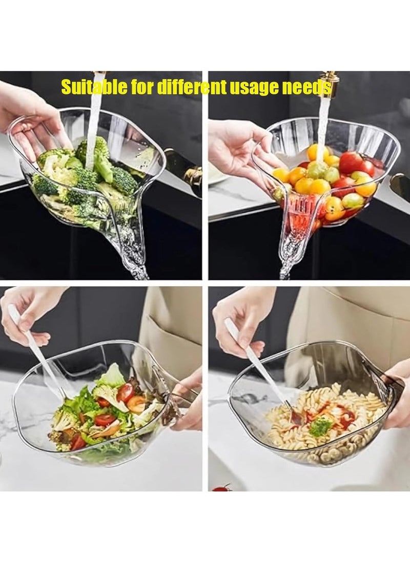 Captaintech New Multifunctional Drain Basket*2, Kitchen Sink Food Collector Strainer bowl With Spout, Suitable for Food Filter Cleaning Fruit and Vegetable Drainage Basket Funnel, Transparent grey+Transparent  - Image 2