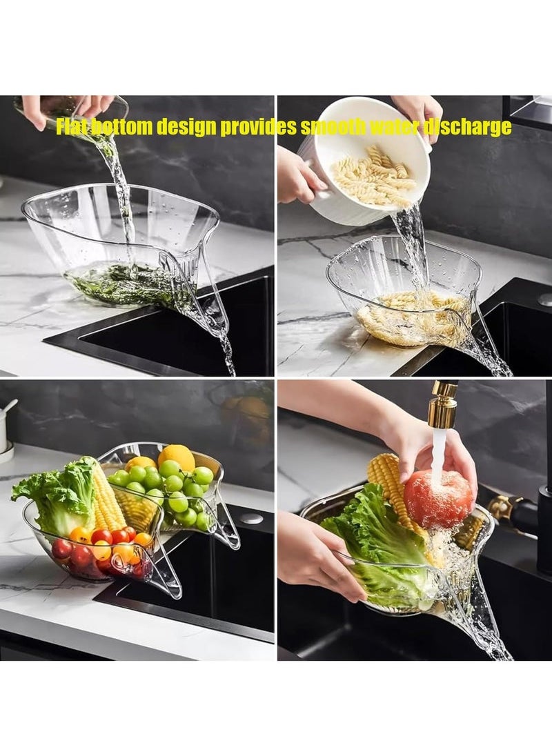 Captaintech New Multifunctional Drain Basket*2, Kitchen Sink Food Collector Strainer bowl With Spout, Suitable for Food Filter Cleaning Fruit and Vegetable Drainage Basket Funnel, Transparent grey+Transparent  - Image 3