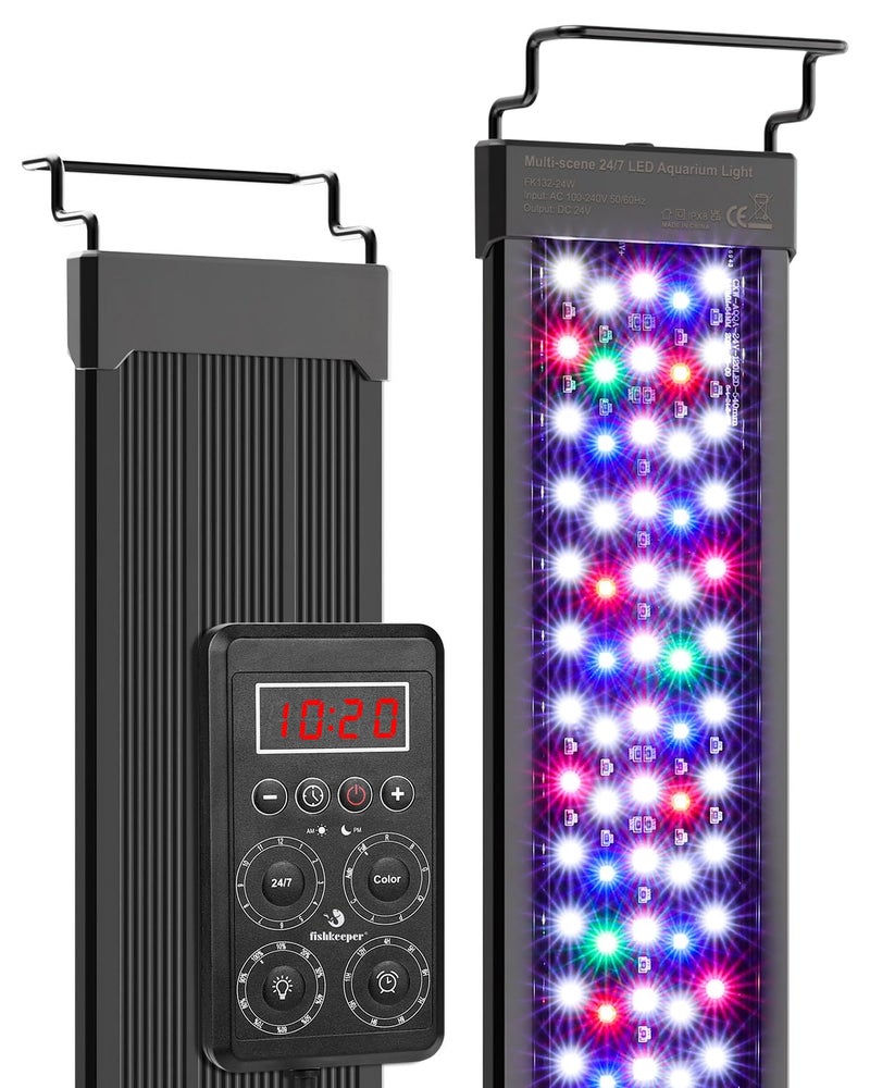 fishkeeper Smart LED Aquarium Light with One-Button Real-Time Sync, 24/7 Mode Full Spectrum Fish Tank Lights, 9 Colors DIY, 9 Timer, 10 Brightness IP68 Waterproof Aquarium Plant Light for 24-32 inch - Image 1