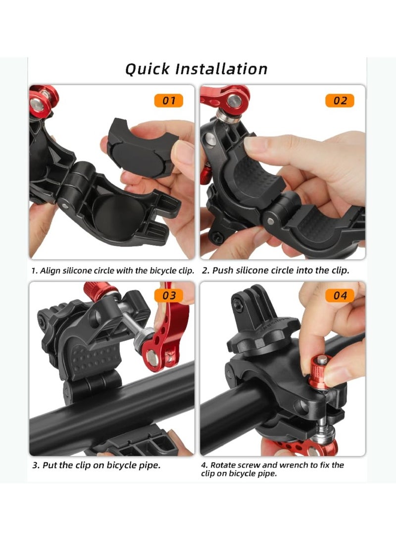 KASTWAVE Bike Bicycle Handlebar Pole Mount Motorcycle Clamp Holder Clip Compatible with GoPro Hero 12/ for DJI Action 4 and Other Action Cameras for AirTag Mount 360 Degrees Rotation - Image 5