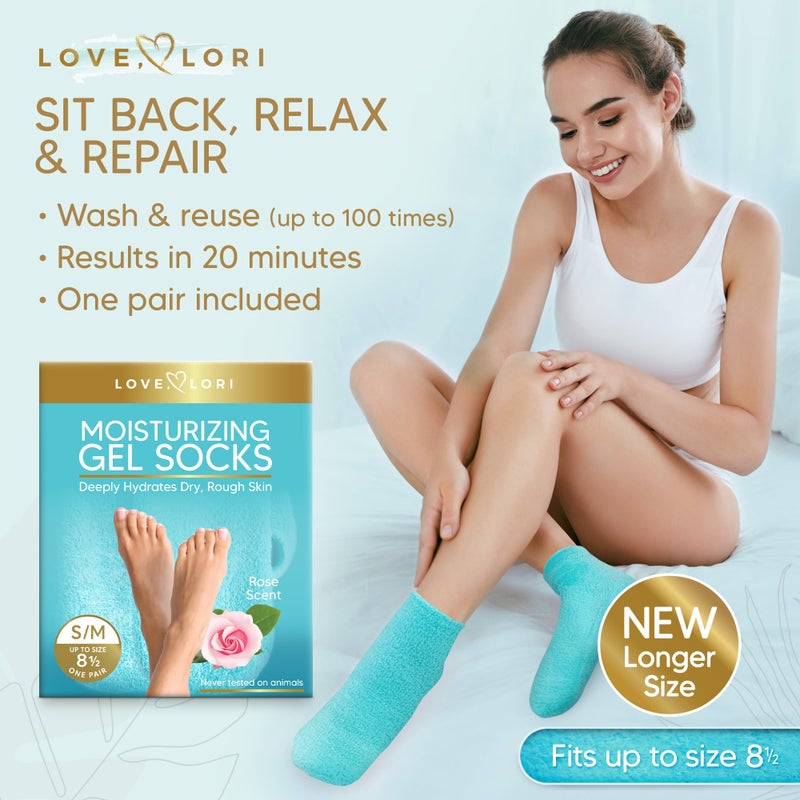 Love, Lori Moisturizing Socks (Up to Size 8.5) Gel Silicone Aloe Socks Spa Gifts Galentines Day Gifts - Infused with Vitamin E & JoJoba Oil - Self Care for Women - Image 3
