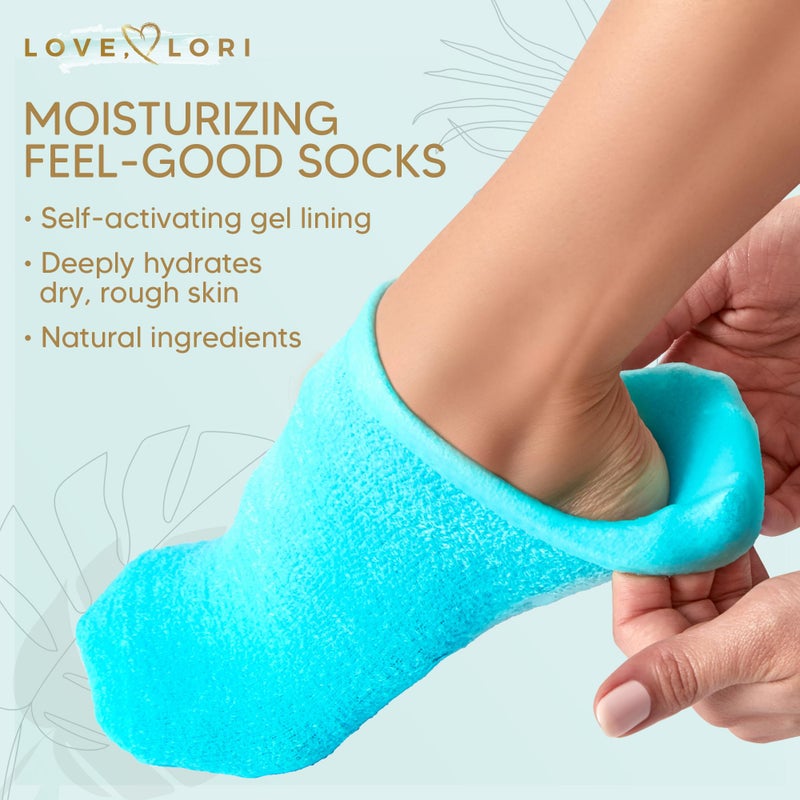 Love, Lori Moisturizing Socks (Up to Size 8.5) Gel Silicone Aloe Socks Spa Gifts Galentines Day Gifts - Infused with Vitamin E & JoJoba Oil - Self Care for Women - Image 2