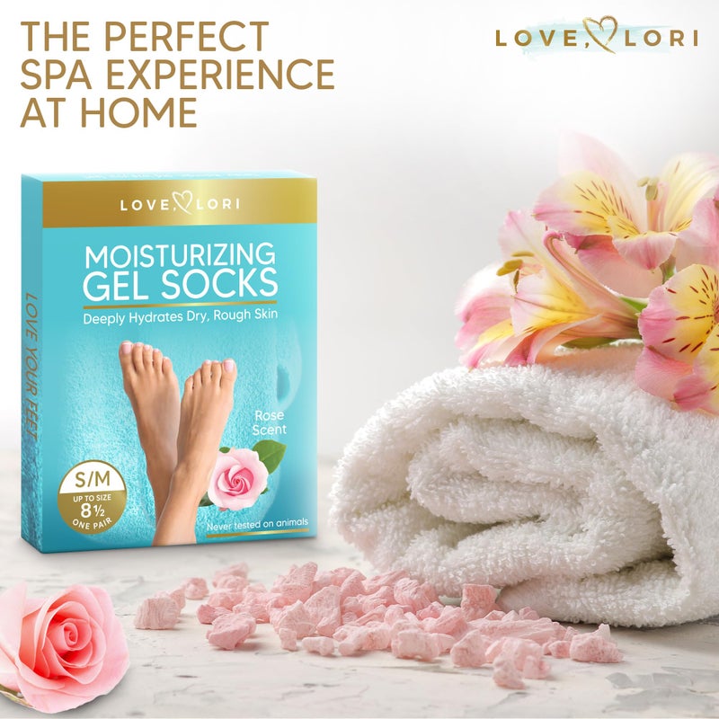 Love, Lori Moisturizing Socks (Up to Size 8.5) Gel Silicone Aloe Socks Spa Gifts Galentines Day Gifts - Infused with Vitamin E & JoJoba Oil - Self Care for Women - Image 4