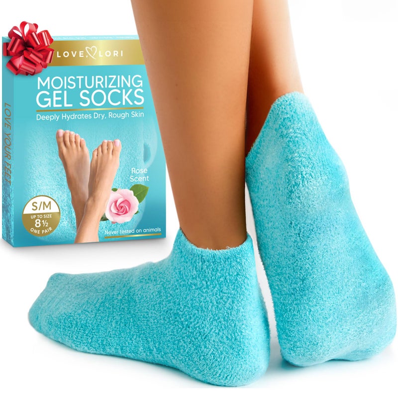 Love, Lori Moisturizing Socks (Up to Size 8.5) Gel Silicone Aloe Socks Spa Gifts Galentines Day Gifts - Infused with Vitamin E & JoJoba Oil - Self Care for Women - Image 1