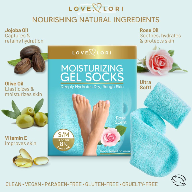 Love, Lori Moisturizing Socks (Up to Size 8.5) Gel Silicone Aloe Socks Spa Gifts Galentines Day Gifts - Infused with Vitamin E & JoJoba Oil - Self Care for Women - Image 5