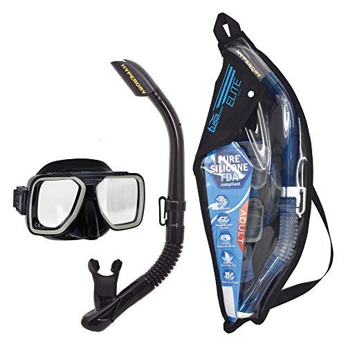 TUSA Sport Adult Liberator Mask and Snorkel Combo BlackBlack wReusable Bag UC5019PBKBK