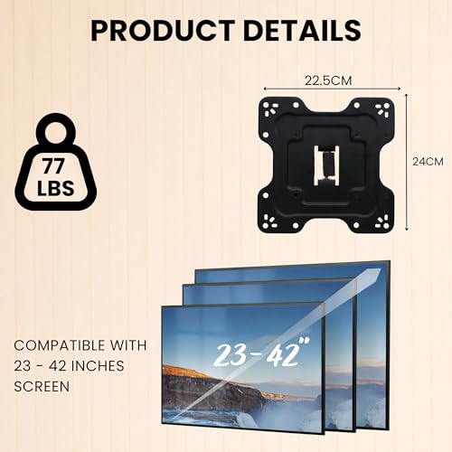 RISSACHI® Wall Mount TV Stand for 23–42 Inch LED LCD Monitor | Universal Heavy Duty Movable & Adjustable TV Wall Mount Bracket | Space-Saving Full Motion Swivel - Image 2