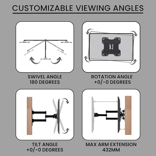 RISSACHI® Wall Mount TV Stand for 23–42 Inch LED LCD Monitor | Universal Heavy Duty Movable & Adjustable TV Wall Mount Bracket | Space-Saving Full Motion Swivel - Image 3