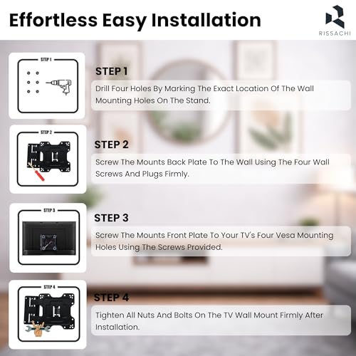RISSACHI® Wall Mount TV Stand for 23–42 Inch LED LCD Monitor | Universal Heavy Duty Movable & Adjustable TV Wall Mount Bracket | Space-Saving Full Motion Swivel - Image 5