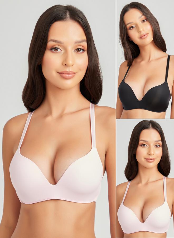 Styli Pack of 2 - Padded Non Wired Plunge Bra  - Image 1