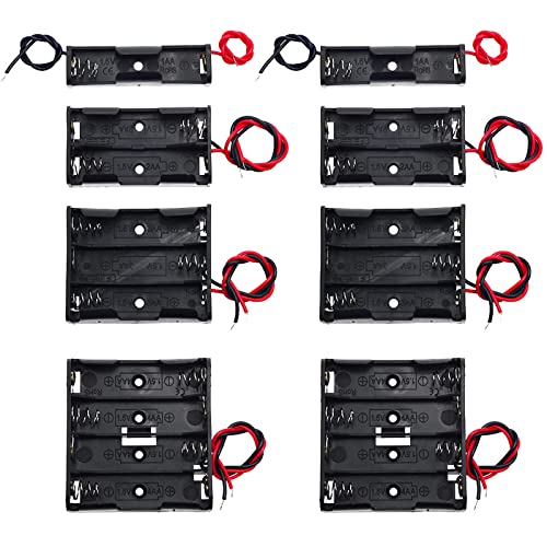 QTEATAK 8 Pack AA Battery Holder Bundle with Wire 1 AA Battery Holder 1.5V, 2 Pcs, 2 AA Battery Holder 3V, 2 Pcs, 3 AA Battery Holder 4.5V, 2 Pcs, 4 AA Battery Holder 6V, 2 Pcs - Image 1