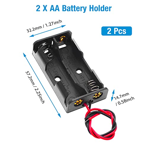 QTEATAK 8 Pack AA Battery Holder Bundle with Wire 1 AA Battery Holder 1.5V, 2 Pcs, 2 AA Battery Holder 3V, 2 Pcs, 3 AA Battery Holder 4.5V, 2 Pcs, 4 AA Battery Holder 6V, 2 Pcs - Image 4