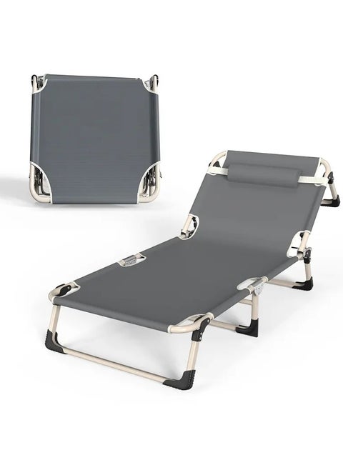 Adjustable Folding Bed, Comfortable Camping Folding Bed Single, Folding Bed Recliner, Portable Foldable Bed for Camp Office Travelling, Room, Home Naps, Lunch Break