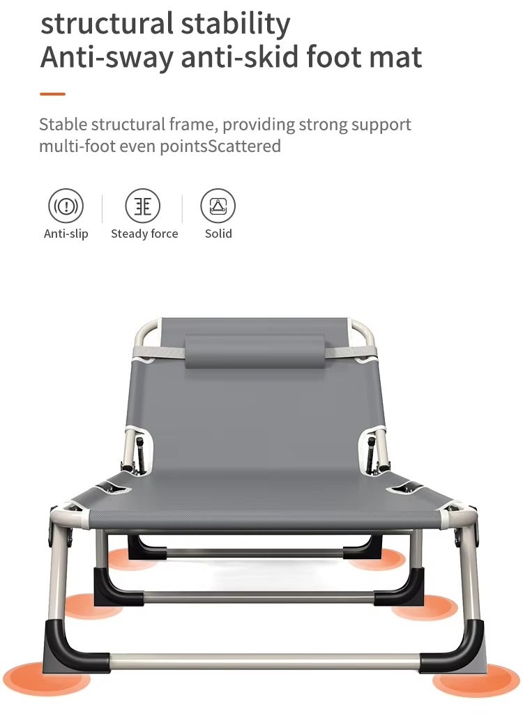 Generic - Adjustable Folding Bed, Comfortable Camping Folding Bed Single, Folding Bed Recliner, Portable Foldable Bed for Camp Office Travelling, Room, Home Naps, Lunch Break - Image 1