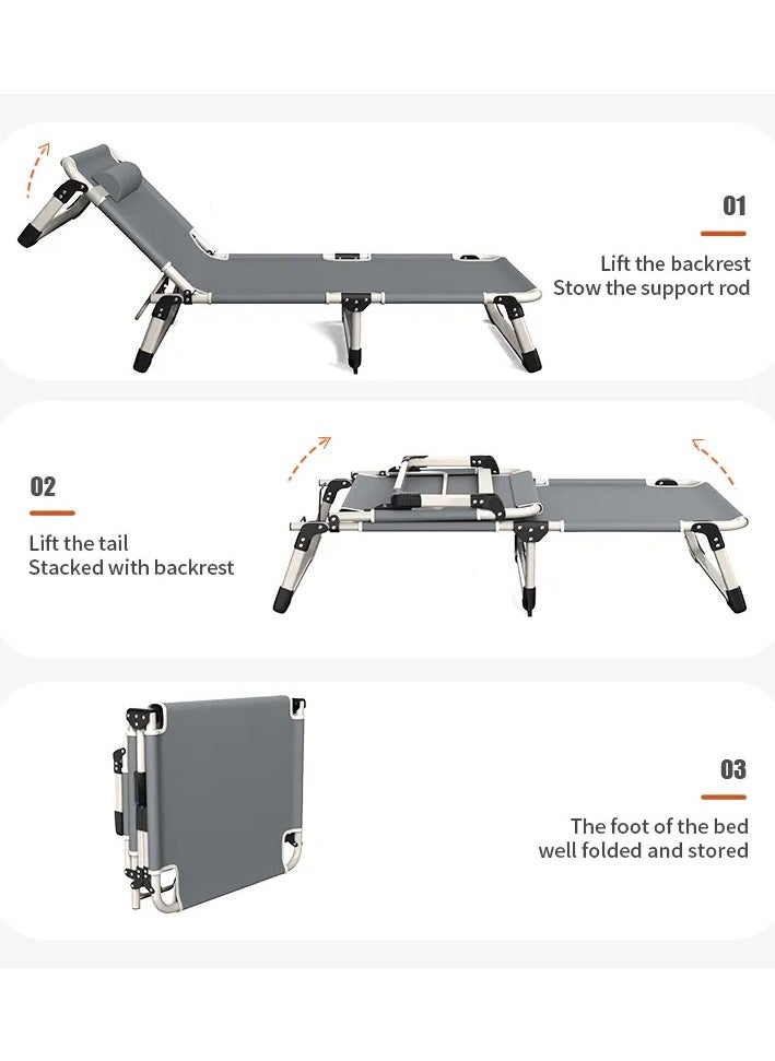 Generic - Adjustable Folding Bed, Comfortable Camping Folding Bed Single, Folding Bed Recliner, Portable Foldable Bed for Camp Office Travelling, Room, Home Naps, Lunch Break - Image 1