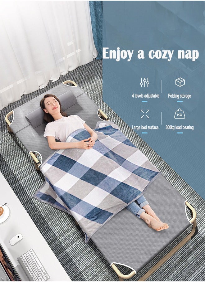 Generic - Adjustable Folding Bed, Comfortable Camping Folding Bed Single, Folding Bed Recliner, Portable Foldable Bed for Camp Office Travelling, Room, Home Naps, Lunch Break - Image 1