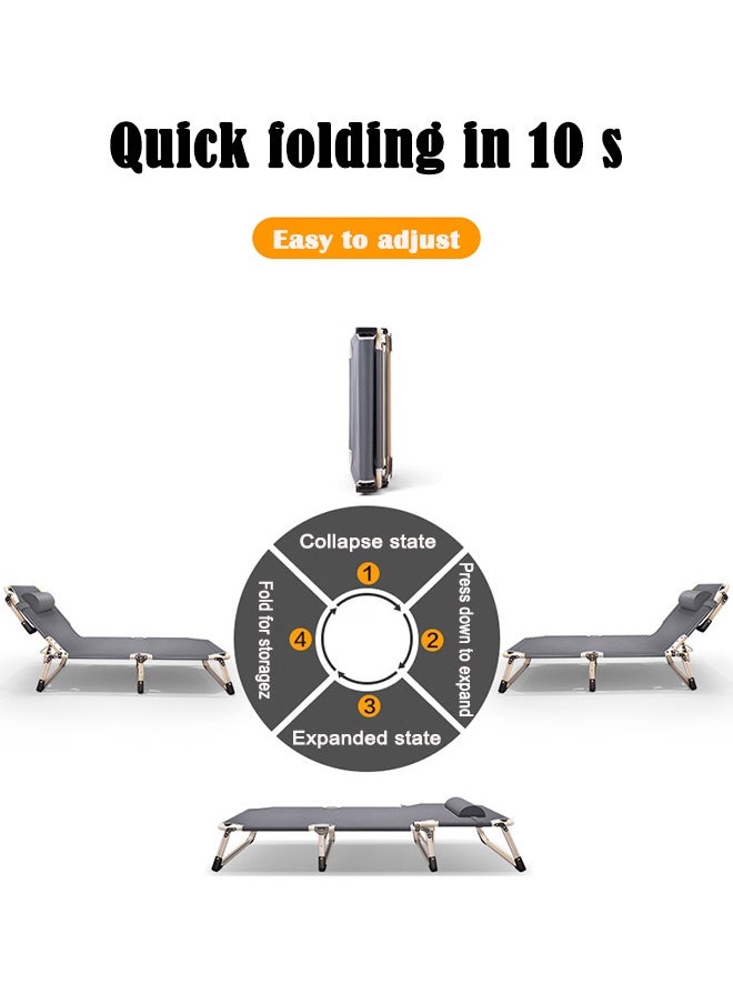 Generic - Adjustable Folding Bed, Comfortable Camping Folding Bed Single, Folding Bed Recliner, Portable Foldable Bed for Camp Office Travelling, Room, Home Naps, Lunch Break - Image 1