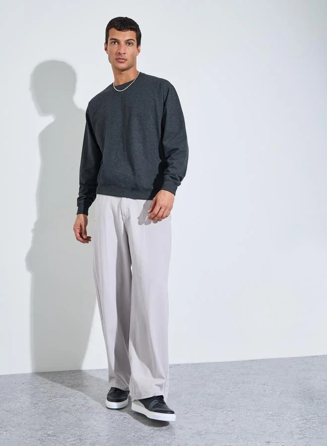 ستايلي Charcoal Relaxed Fit Terry Sweatshirt
