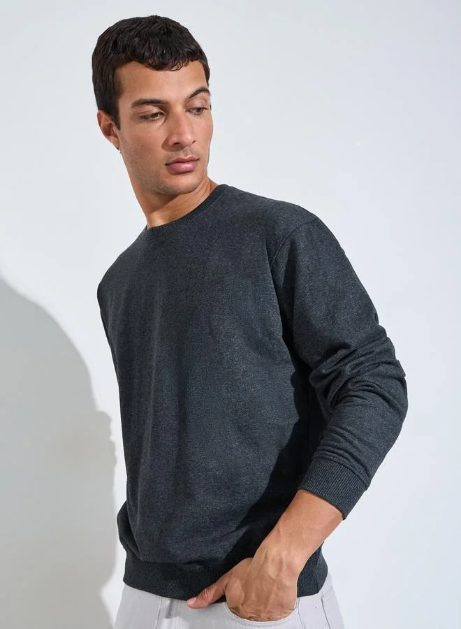 ستايلي Charcoal Relaxed Fit Terry Sweatshirt