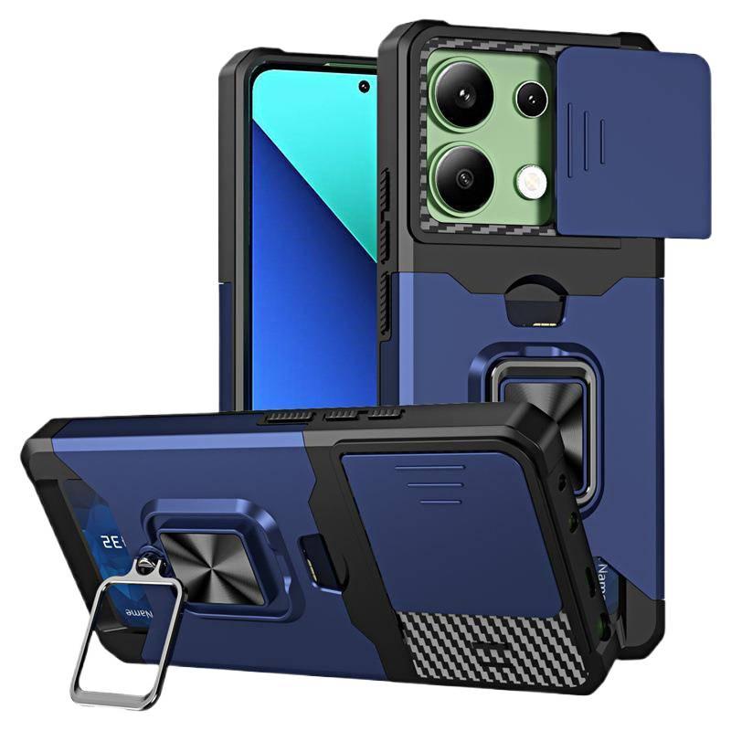 TPU+PC Protective Case for redmi13c/pococ65 with Shockproof and Card Holder plus Shockproof plus Drop Protection plus Kickstand in Black - Image 5
