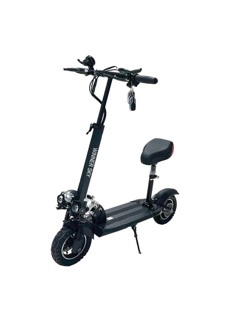 وينر سكاي سكوتر كهربائي E10 نسخة مطورة مع 3 مصابيح، محرك 1200 واط، بطارية 48 فولت 13 أمبير/ساعة، مدى 65 كم، قيادة سلسة للغاية، لون أسود - Image 1