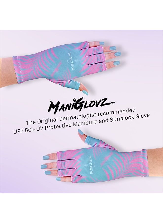 ManiGlovz Anti UV Gloves for Gel Manicures Using Gel Lamp Dryers, Driving, Lounging and More, Fingerless Gloves That Shield Skin from The Sun and Nail Lamp, Outdoor Gloves, Blossoms - Image 2