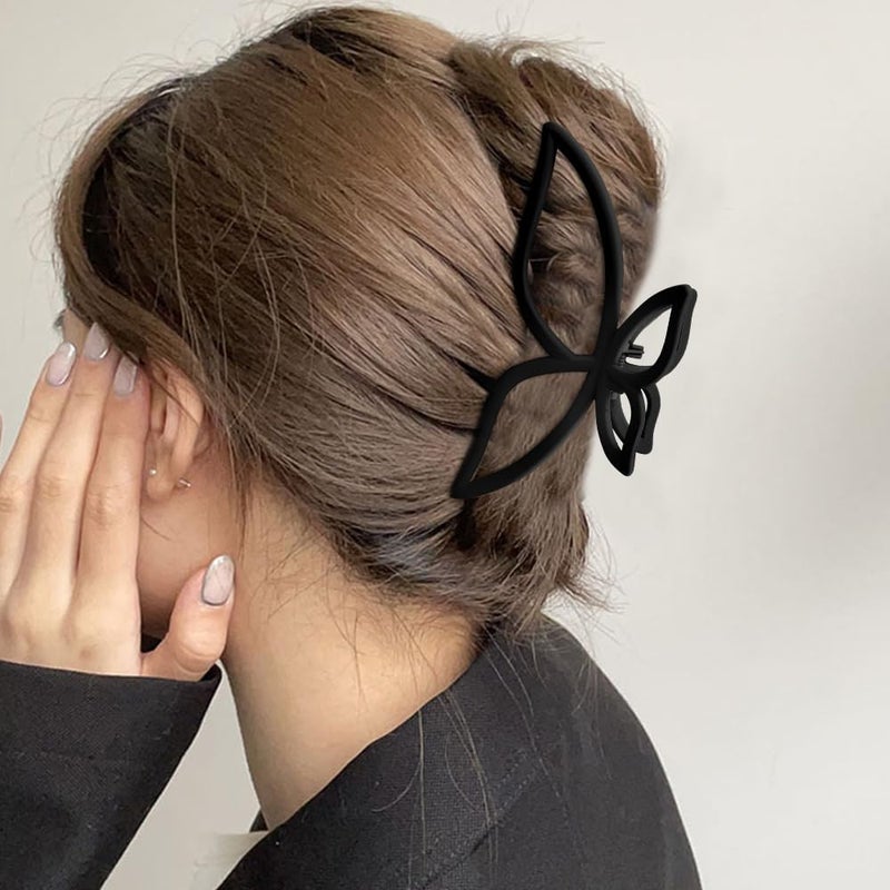 AHONEY Hair Clip, 4Pcs Butterfly Claw Clips, Non Slip Cute Hair Clips for Women Girls, Matte Hair Claws, Hair Accessories (Neutral, 4 Count) - Image 2
