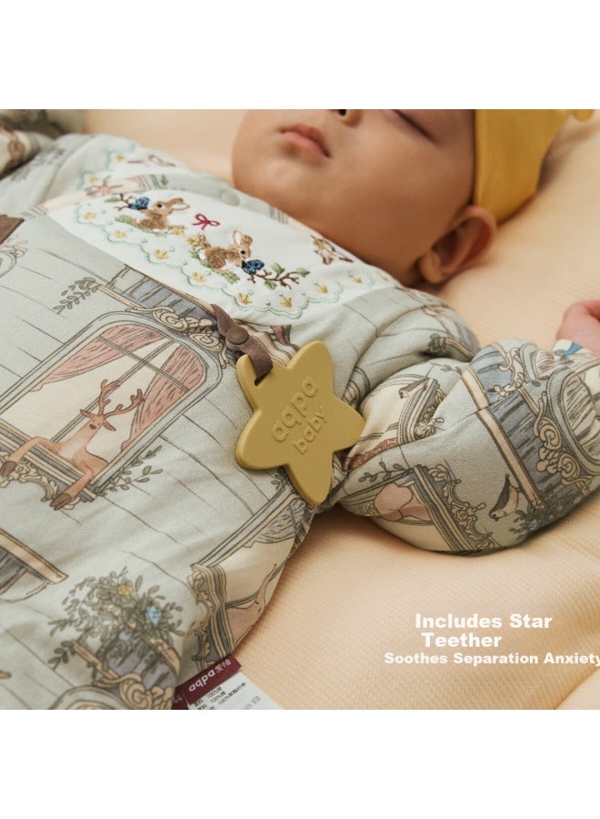 Aqpa Newborn Baby Cotton Winter Thick One-piece Romper Happy Neighborhood 52cm