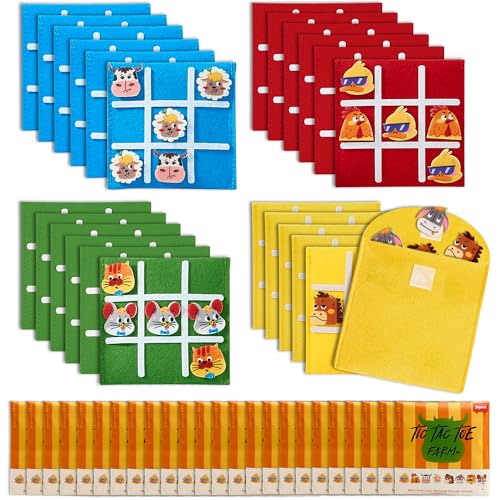 JoyCat 24 Pack Tic Tac Toe Party Favors for Kids Felt Travel Board Games with Storage Pouch Classroom Prizes Goodie Bag Stuffers Birthday Gifts for StudentsFarm - Image 1