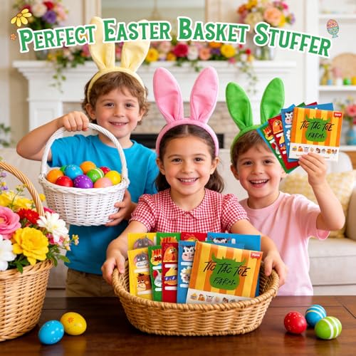 JoyCat 24 Pack Tic Tac Toe Party Favors for Kids Felt Travel Board Games with Storage Pouch Classroom Prizes Goodie Bag Stuffers Birthday Gifts for StudentsFarm - Image 5