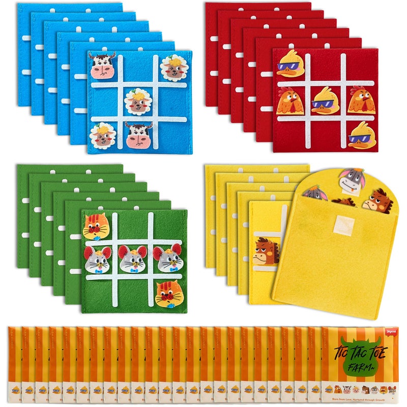 JoyCat 24 Pack Tic Tac Toe Party Favors for Kids Felt Travel Board Games with Storage Pouch Classroom Prizes Goodie Bag Stuffers Birthday Gifts for StudentsFarm - Image 3