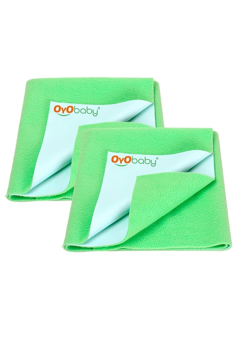 OYO BABY Toddler Bed Sheet with Water Resistant and Easily Washable Dry Sheet, Extra Absorbent Washable Dry Sheet | Soft and Fleece Baby Bed Sheet for Toddler Kids, Large Size 140 X 100cm, Light Green - Image 1