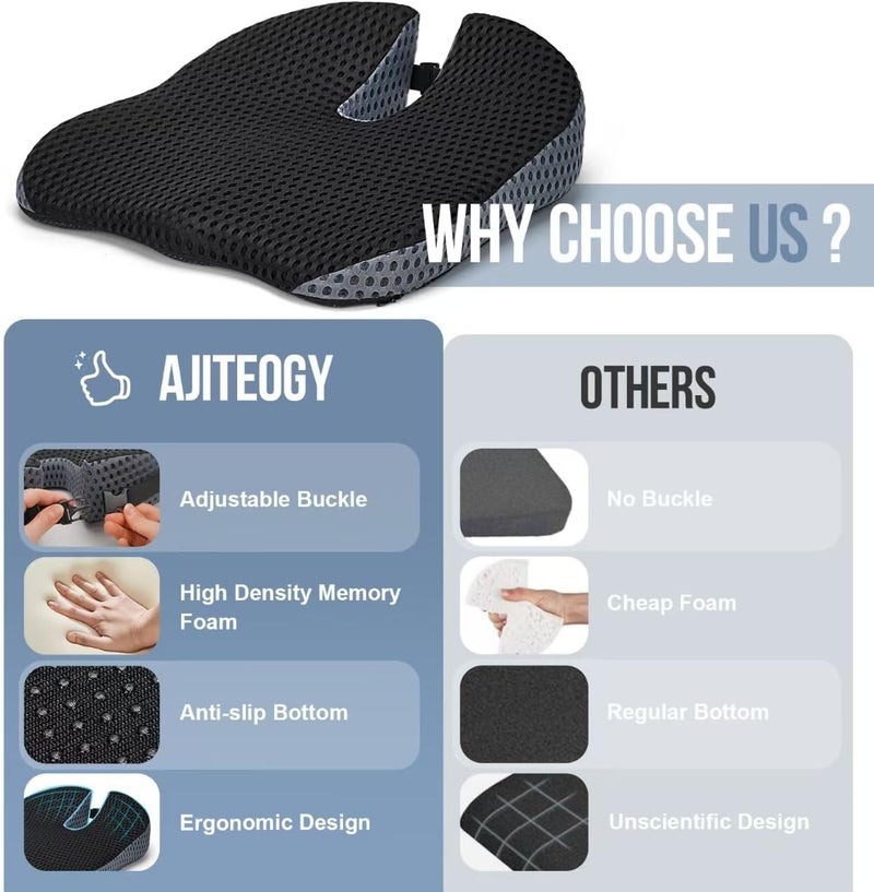 Ajiteogy Ergonomic Mesh Seat Cushion - Breathable Black - Image 5