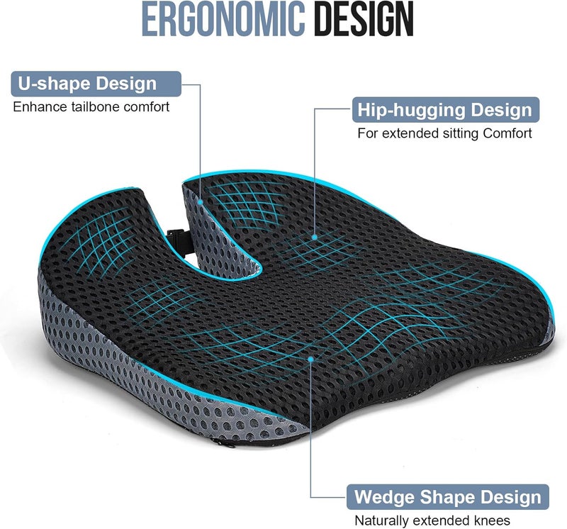 Ajiteogy Ergonomic Mesh Seat Cushion - Breathable Black - Image 3