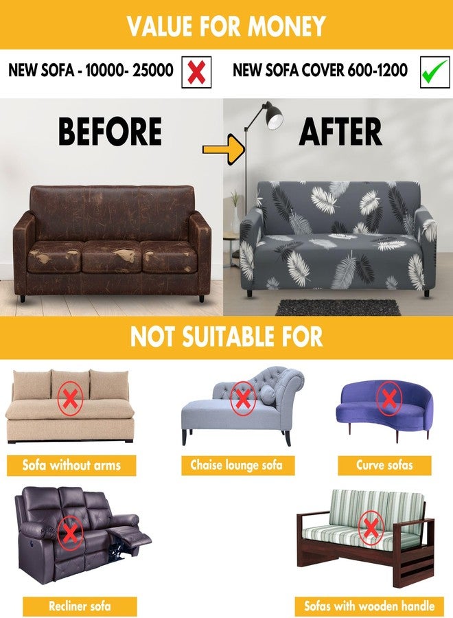 Bigkart Elastic Sofa Covers for 3 Seater Sofas | Polyster-Spandex, Stretchable, Sofa Covers for Single, Double and Triple Seater Sofas - Image 5