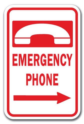 SignMission Emergency Phone wRight Arrow Sign 12 x 18 Heavy Gauge Aluminum Signs 