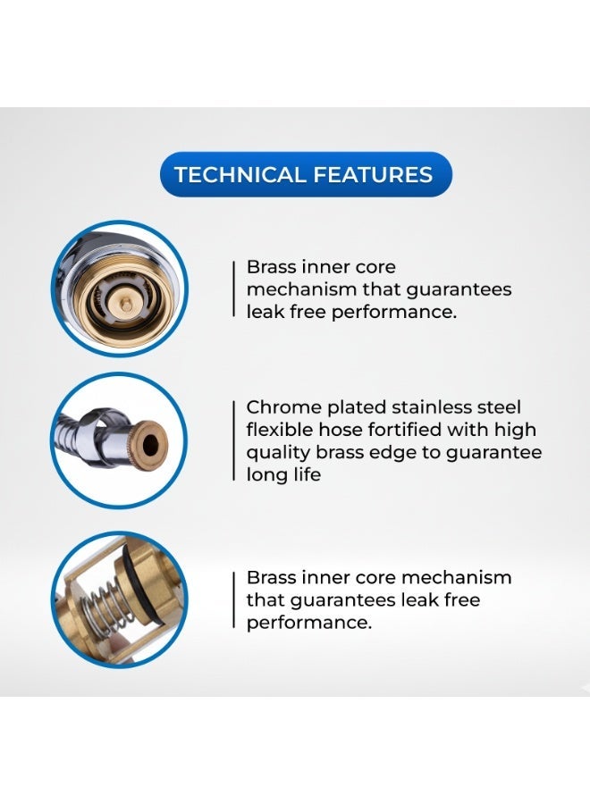 Bold Moda Brass Bidet Shattaf Handheld Sprayer,Adjustable Water Pressure with Hot & Cold Control, Leak-Free Brass Core, Chrome-Plated Stainless Steel Hose, Eco-Friendly Water Saving, Easy DIY Install, Bathroom Hygiene Spray ,UAE - Image 5