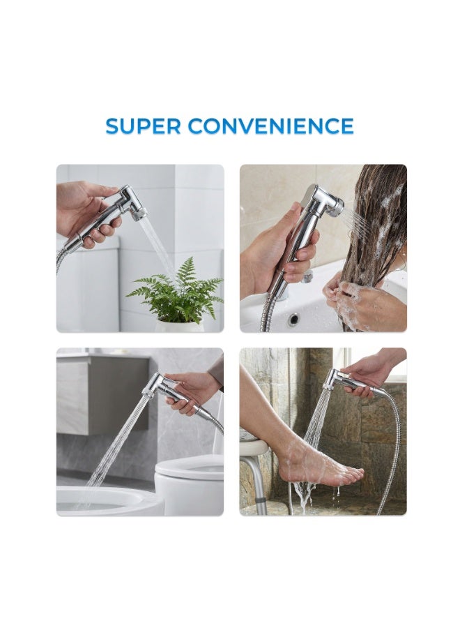 Bold Moda Brass Bidet Shattaf Handheld Sprayer,Adjustable Water Pressure with Hot & Cold Control, Leak-Free Brass Core, Chrome-Plated Stainless Steel Hose, Eco-Friendly Water Saving, Easy DIY Install, Bathroom Hygiene Spray ,UAE - Image 3