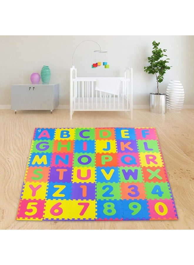 pete's choice SAFEST Non Toxic Alphabet Puzzle Mat - THICKEST ABC + Numbers 0 to 9 Flooring Mat, 36 Tiles I Kids Learn & Play with Interlocking Puzzle Pieces - Image 1