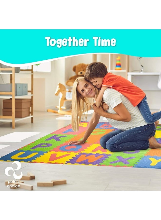 pete's choice SAFEST Non Toxic Alphabet Puzzle Mat - THICKEST ABC + Numbers 0 to 9 Flooring Mat, 36 Tiles I Kids Learn & Play with Interlocking Puzzle Pieces - Image 4