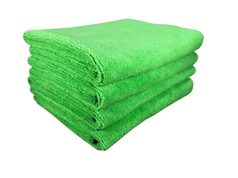SANDHA Microfiber Cloth Duster for Cleaning 4 pcs 40x40 cms Thick Lint StreakFree Multipurpose Cloths Cleaning Polishing Washing Detailing Use for Fan Green