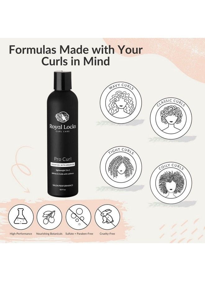 Royal Locks - Pro Curl Cream Gel ; Curly Hair Cream Gel ; Lightweight Curl Defining Cream With Argan Oil Antifrizz Styling Gel For Wavy Coily & Curly Hairnew & Improved Formula (8 Fl Oz) - Image 1