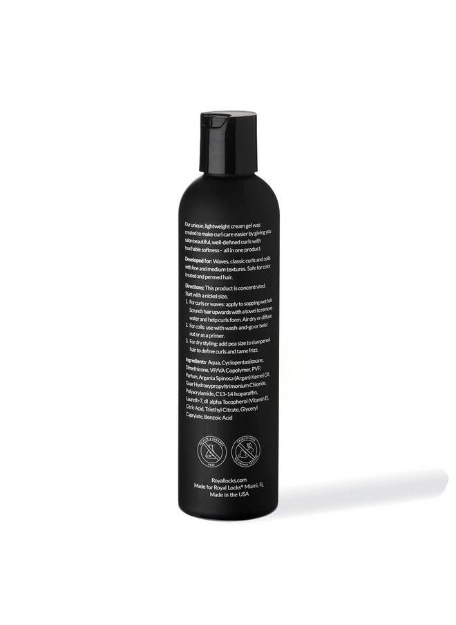 Royal Locks - Pro Curl Cream Gel ; Curly Hair Cream Gel ; Lightweight Curl Defining Cream With Argan Oil Antifrizz Styling Gel For Wavy Coily & Curly Hairnew & Improved Formula (8 Fl Oz) - Image 1