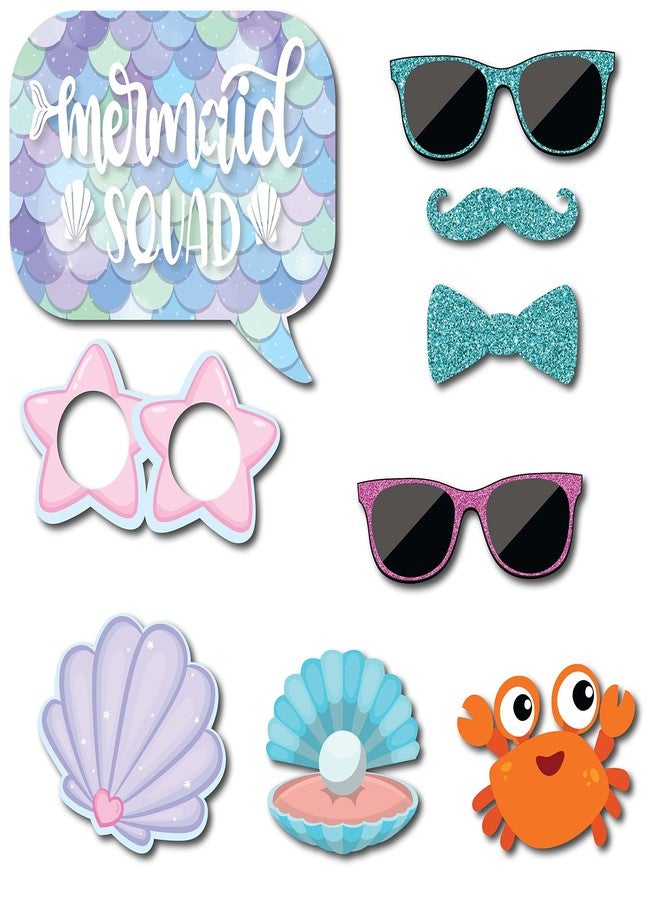 Outside The Booth Mermaid Photo Booth Props - 41-pc Photobooth Kit with 8 x 10-Inch Sign, 60 Adhesive Pads, 45 Sticks - Mermaid Photo Props - Photo Booth Props Sea - Mermaid Photo Cutout - Image 5