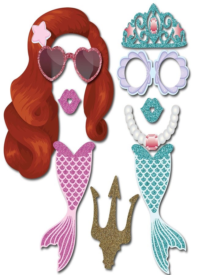 Outside The Booth Mermaid Photo Booth Props - 41-pc Photobooth Kit with 8 x 10-Inch Sign, 60 Adhesive Pads, 45 Sticks - Mermaid Photo Props - Photo Booth Props Sea - Mermaid Photo Cutout - Image 4