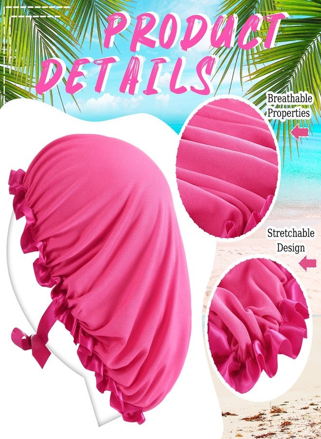 Vinsatin 4 Pcs UV Protection Tanning Face Cover Bonnet Cap Set Tanning Mask and Hair Cap Protective Bonnet for Women(Nonwoven Fabric,Pink, Blue) - Image 3