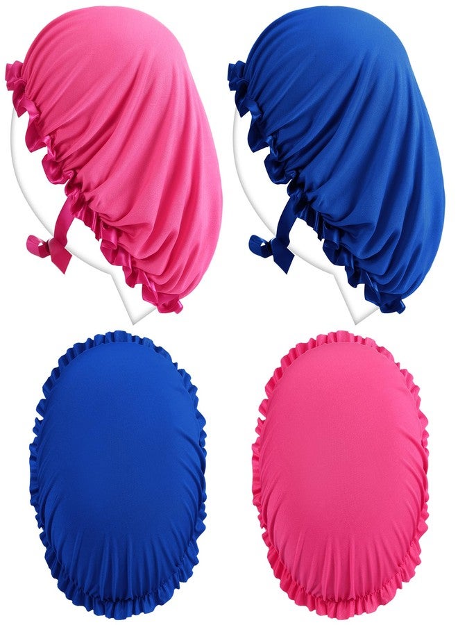 Vinsatin 4 Pcs UV Protection Tanning Face Cover Bonnet Cap Set Tanning Mask and Hair Cap Protective Bonnet for Women(Nonwoven Fabric,Pink, Blue) - Image 1