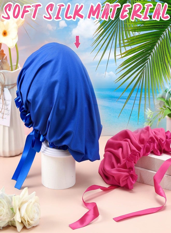 Vinsatin 4 Pcs UV Protection Tanning Face Cover Bonnet Cap Set Tanning Mask and Hair Cap Protective Bonnet for Women(Nonwoven Fabric,Pink, Blue) - Image 4