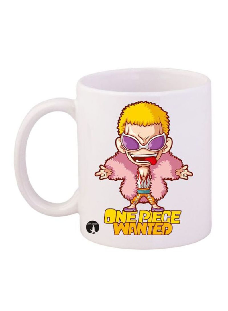 RKN Anime One Piece Printed Mug White/Pink/Yellow 12ounce