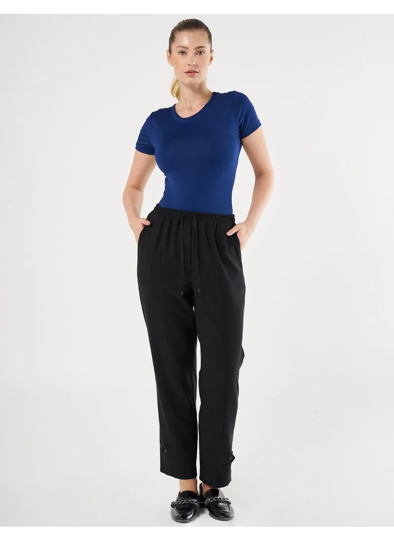 Kayra Stitch Detailed Tapered Pants Black